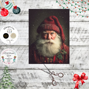 Decoupage Rustic Santa Claus Holiday Artwork Tissue Paper