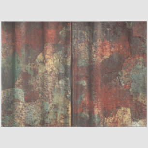 Decoupage Rusty Tin Weathered Metal  Tissue Paper
