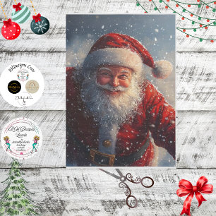 Decoupage Saint Nick In The Snow Tissue Paper