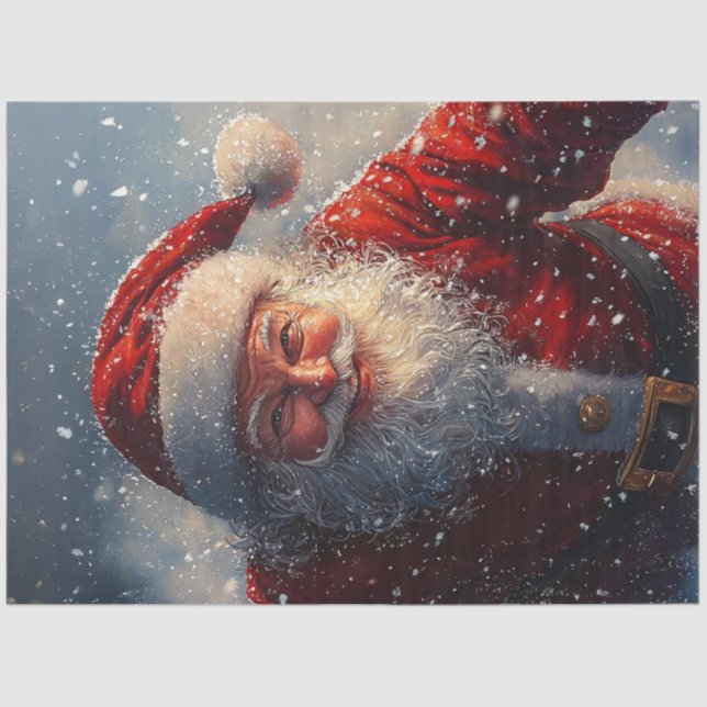 Decoupage Saint Nick In The Snow  Tissue Paper (Front)
