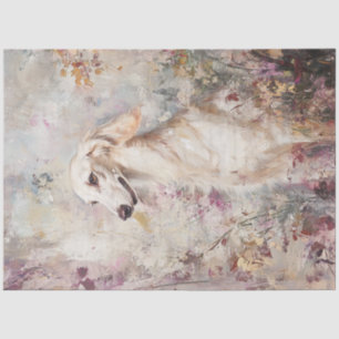 Decoupage Saluki Dog Filed Flowers Tissue Paper