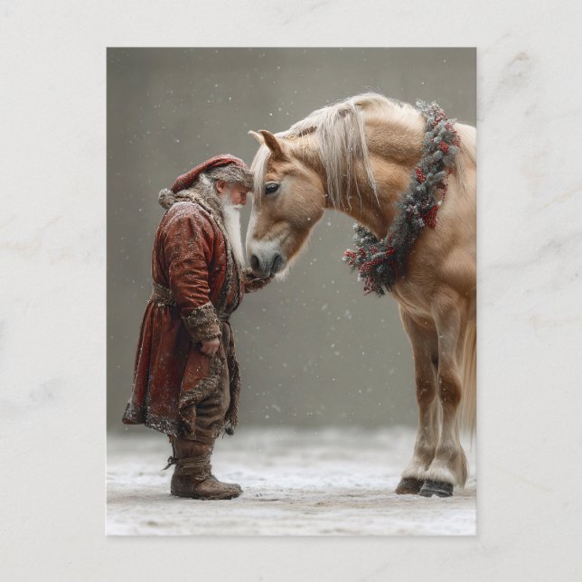 Decoupage Santa and Horse Special Moment Postcard (Front)