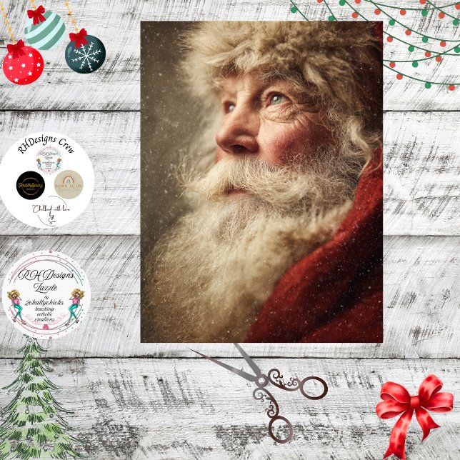 Decoupage Santa Claus Christmas Portrait  Tissue Paper (Creator Uploaded)