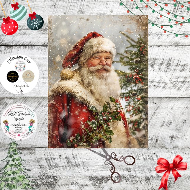 Decoupage Santa Clause Festive Red Coat Artwork Tissue Paper (Creator Uploaded)