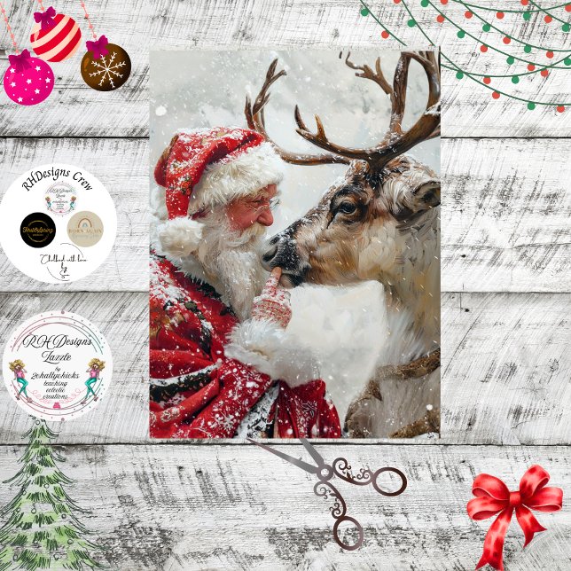Decoupage Santa Reindeer "North Pole Whimsy" Tissue Paper (Creator Uploaded)