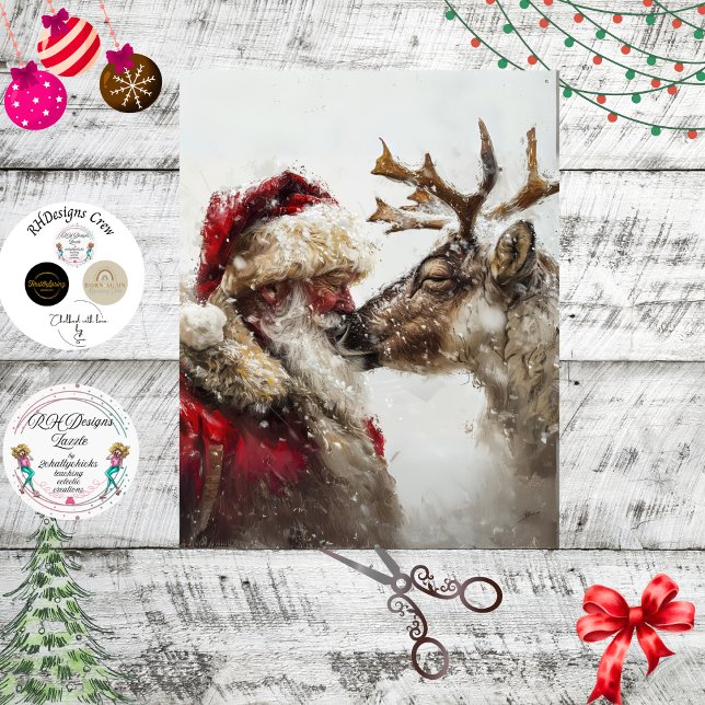 Decoupage Santa & Rudolph Christmas Bond Tissue Paper (Creator Uploaded)
