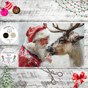 Decoupage Santa Rudolph Landscape North Pole Tissue Paper