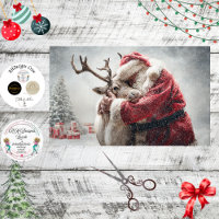 Decoupage Santa & Rudolph Praying Christmas Eve