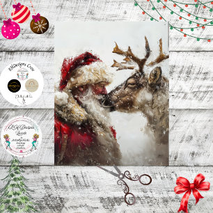 Decoupage Santa Rudolph Yuletide Magic Tissue Paper