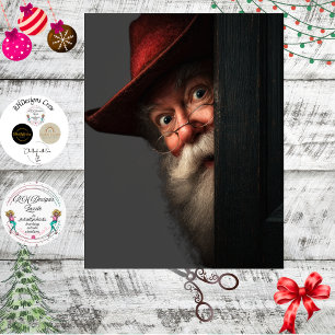 Decoupage Santa Secret Check Peeking Art Tissue Paper