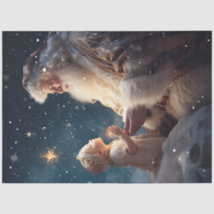 Decoupage Santa Telling Grandchild About Jesus Tissue Paper