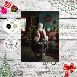 Decoupage Scottish Santa Claus Festive Holiday Tissue Paper