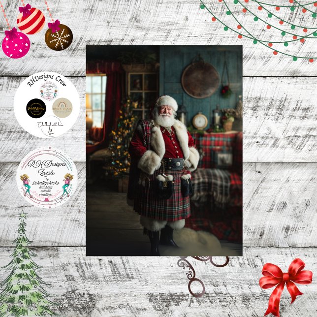 Decoupage Scottish Santa Claus Festive Holiday Tissue Paper (Creator Uploaded)