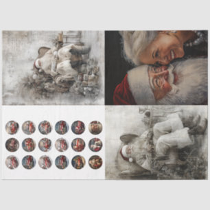 Decoupage Set of 4 Designs Santa, Mr. Mrs. Santa Tissue Paper