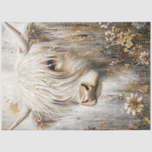 Decoupage Shaggy Highland Cow In Sunflower Field Tissue Paper