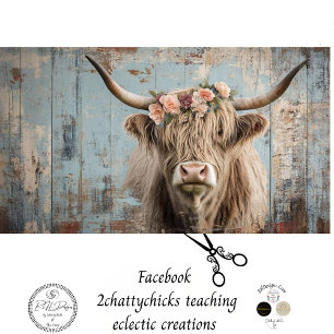 Decoupage Shaggy Highland Cow Peach Flower Tissue Paper