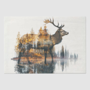 Decoupage Silhouette Deer Double Exposure Wildlife Tissue Paper