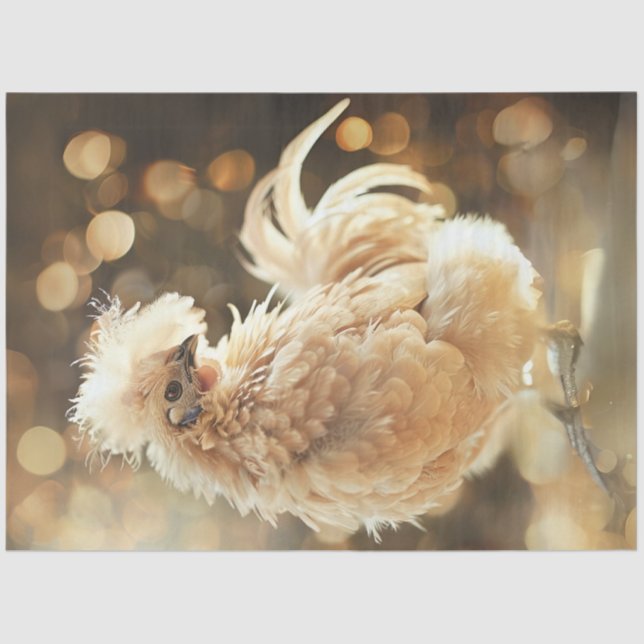 Decoupage Silkie Showgirl Chicken Fluffy Plumage Tissue Paper (Front)