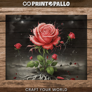 Decoupage - Single pale red rose -  Tissue Paper