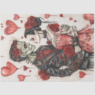 Decoupage Skeleton Couple Celebrating Valentine  Tissue Paper