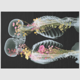 Decoupage Skeleton Couple Intertwined Floral  Tissue Paper