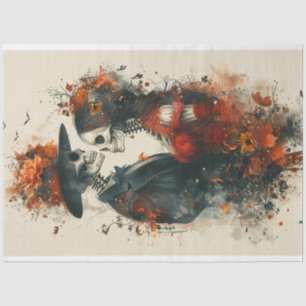 Decoupage Skeleton Couple Victor & Eliza in Red Tissue Paper