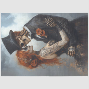 Decoupage Skeleton Couple Wedding Day Victorian  Tissue Paper