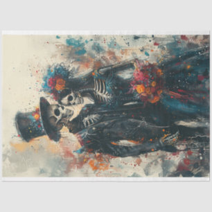 Decoupage Skeleton Couple Wedding Tissue Paper