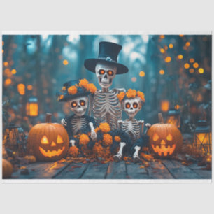 Decoupage Skeleton Family Halloween  Tissue Paper