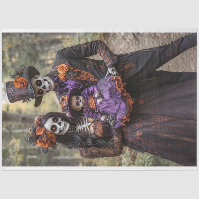 Decoupage Skeleton Family Scaselton  Tissue Paper (Front)