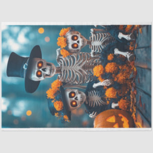 Decoupage Skeleton Family the Marigolds  Tissue Paper