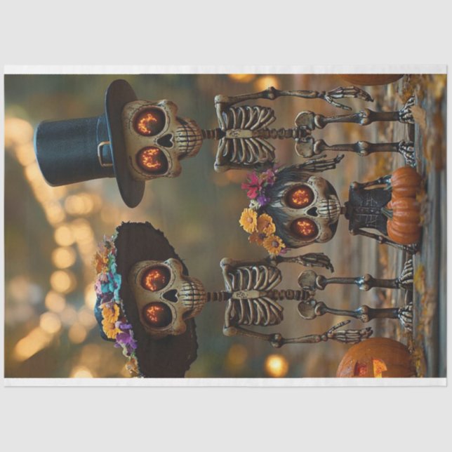 Decoupage Skeleton Family  Tissue Paper (Front)