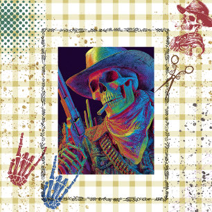 Decoupage Skeleton Gunslinger Autumn Colours Tissue Paper