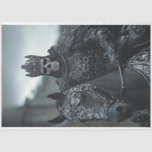 Decoupage Skeleton King Gothic Black Silver Attire Tissue Paper