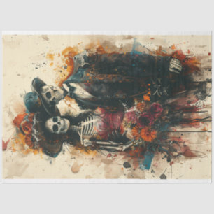 Decoupage Skeleton Party Couple  Tissue Paper