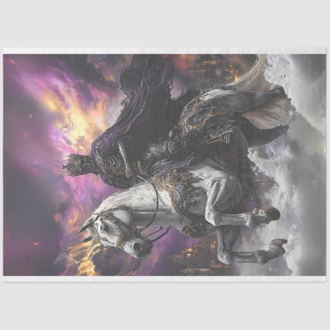 Decoupage Skeleton White Horse Gothic Style Tissue Paper (Front)