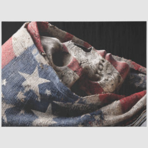 Decoupage Skull American Flag Impression  Tissue Paper