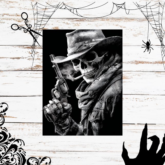Decoupage Smoking Gothic Skeleton Cowboy Gunslinge Tissue Paper (Creator Uploaded)