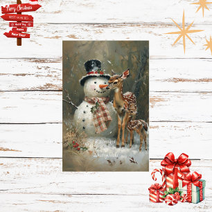 Decoupage Snowman & Reindeer Snowy Woodlands Tissue Paper