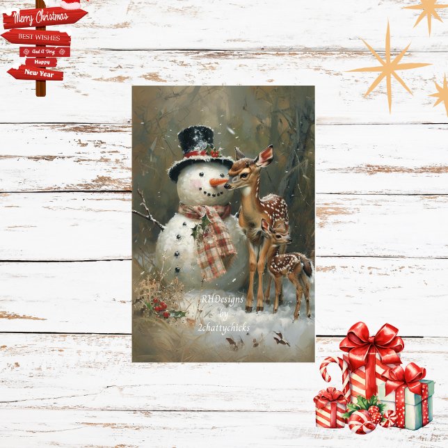 Decoupage Snowman & Reindeer Snowy Woodlands Tissue Paper (Creator Uploaded)