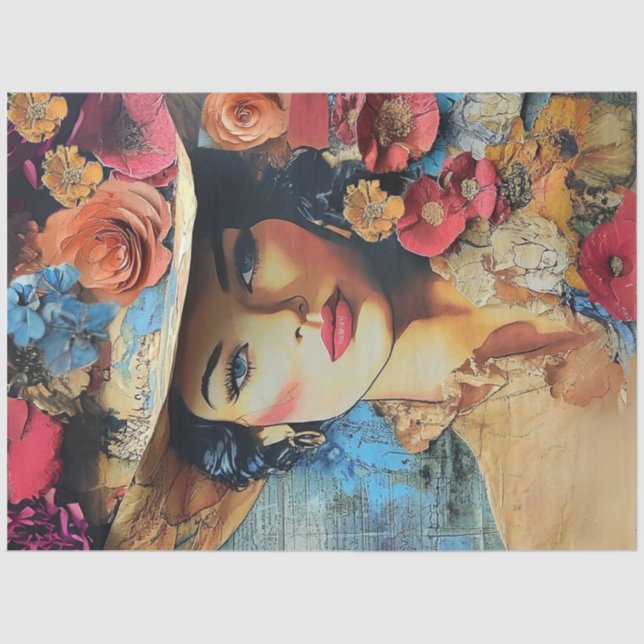 Decoupage Sophisticated Lady Distressed Background Tissue Paper (Front)