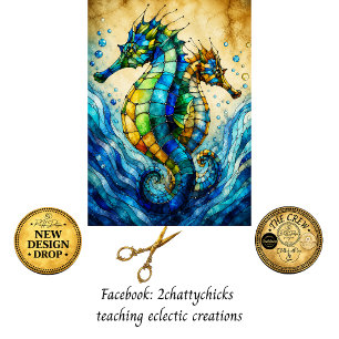 Decoupage Stained Seahorse Mosaic Glass Art Tissue Paper