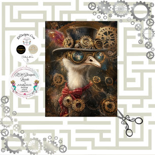 Decoupage Steampunk Adorned Ostrich Tissue Paper