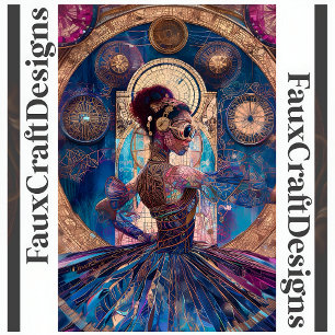 Decoupage Steampunk Ballerina Blue Faux Mosaic 060 Tissue Paper
