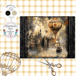 Decoupage Steampunk Balloon Ireland Tissue Paper
