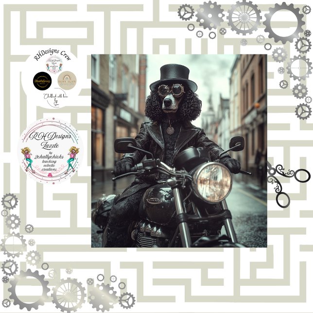 Decoupage Steampunk Black Standard Poodle Biker  Tissue Paper (Creator Uploaded)