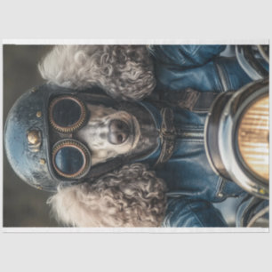 Decoupage Steampunk Blue Standard Poodle  Tissue Paper