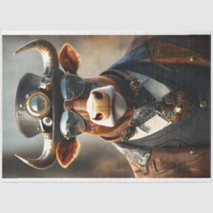 Decoupage Steampunk Bull Sir Bullington Gearhoof Tissue Paper