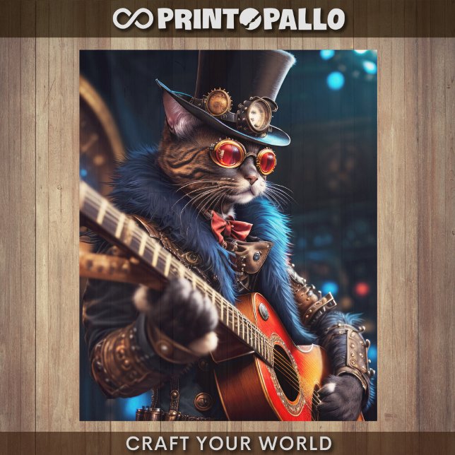 Decoupage - Steampunk cat with top hat & guitar - Tissue Paper (Creator Uploaded)