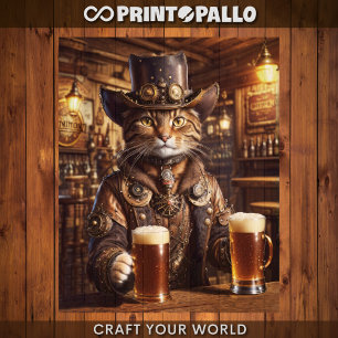 Decoupage - Steampunk Cowboy cat -  Tissue Paper